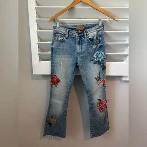 DRIFTWOOD Blue Floral Embroidered Jeans
